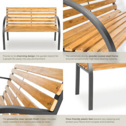 Tectake Garden Bench Michaela - 2-Seater, Weatherproof, 119.5 X 62 X 83 Cm - Brown - thumbnail 5