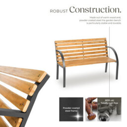Tectake Garden Bench Michaela - 2-Seater, Weatherproof, 119.5 X 62 X 83 Cm - Brown - thumbnail 4