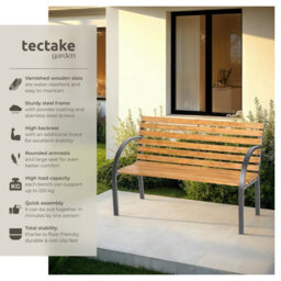 Tectake Garden Bench Michaela - 2-Seater, Weatherproof, 119.5 X 62 X 83 Cm - Brown - thumbnail 2