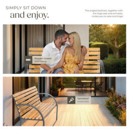 Tectake Garden Bench Michaela - 2-Seater, Weatherproof, 119.5 X 62 X 83 Cm - Brown - thumbnail 7
