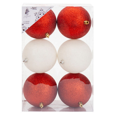 Christmas Bauble Decoration Hanging Tree Ornament X 6 10Cm Red White - image 1