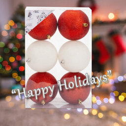 Christmas Bauble Decoration Hanging Tree Ornament X 6 10Cm Red White - thumbnail 4