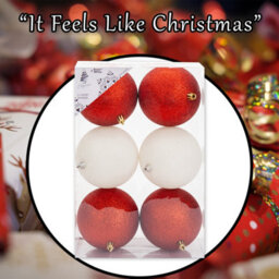 Christmas Bauble Decoration Hanging Tree Ornament X 6 10Cm Red White - thumbnail 7