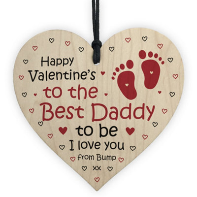 Red Ocean Valentines Gift For Best Daddy To Be Wooden Heart Bump Gifts Daddy Love Gift - image 1