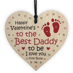 Red Ocean Valentines Gift For Best Daddy To Be Wooden Heart Bump Gifts Daddy Love Gift