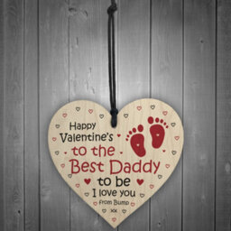 Red Ocean Valentines Gift For Best Daddy To Be Wooden Heart Bump Gifts Daddy Love Gift - thumbnail 2