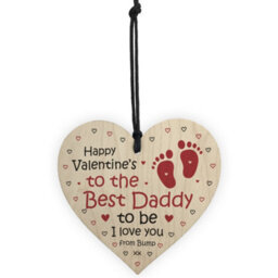 Red Ocean Valentines Gift For Best Daddy To Be Wooden Heart Bump Gifts Daddy Love Gift - thumbnail 5