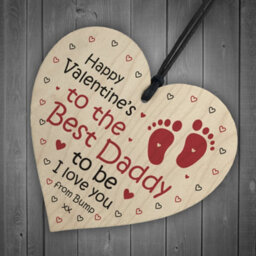 Red Ocean Valentines Gift For Best Daddy To Be Wooden Heart Bump Gifts Daddy Love Gift - thumbnail 6