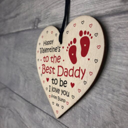 Red Ocean Valentines Gift For Best Daddy To Be Wooden Heart Bump Gifts Daddy Love Gift - thumbnail 7
