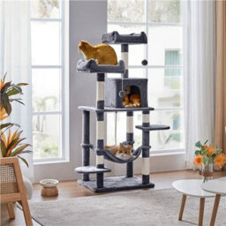 Dark Gray 149Cm H Cat Tree, Cat Tower For Indoors Cats W/large Perch&condos - thumbnail 6