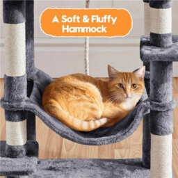 Dark Gray 149Cm H Cat Tree, Cat Tower For Indoors Cats W/large Perch&condos - thumbnail 3