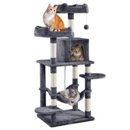 Dark Gray 149Cm H Cat Tree, Cat Tower For Indoors Cats W/large Perch&condos - thumbnail 1