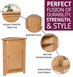 Hallowood Furniture Waverly Oak Compact Corner Display Unit - thumbnail 2