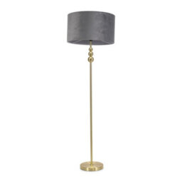 Valuelights Marissa Gold Stacked Ball Floor Lamp With Grey Velvet Shade - Led Bulb Included - thumbnail 2