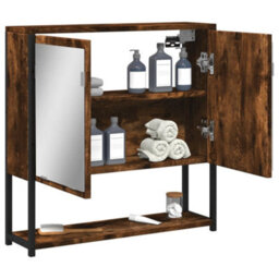 Berkfield Bathroom Mirror Cabinet Smoked Oak 60X16X60 Cm Engineered Wood - thumbnail 4