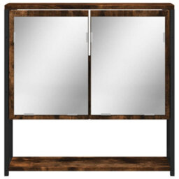 Berkfield Bathroom Mirror Cabinet Smoked Oak 60X16X60 Cm Engineered Wood - thumbnail 5