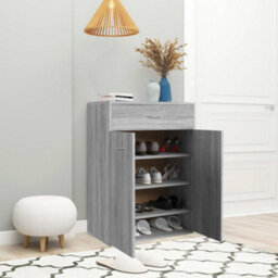 Berkfield Modern Shoe Cabinet Grey Sonoma 60X35X84 Cm Engineered Wood - thumbnail 4