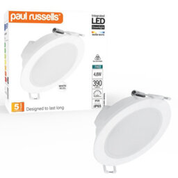 Paul Russells Led Downlight White Non-Dimmable Fixed Ceiling Spotlight 4.8W 390 Lumens, Ip65, Warm White 3000K Pack Of 1 - thumbnail 1