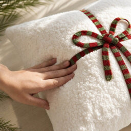 Amorly 45Cm White Bow Pillow Cover, Fluffy Plush Bowknot Pillowcase, No Pillow Insert, Preppy Aesthetic Christmas Decor For Bed, Sofa - thumbnail 3
