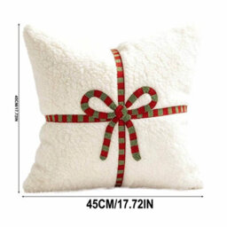 Amorly 45Cm White Bow Pillow Cover, Fluffy Plush Bowknot Pillowcase, No Pillow Insert, Preppy Aesthetic Christmas Decor For Bed, Sofa - thumbnail 4