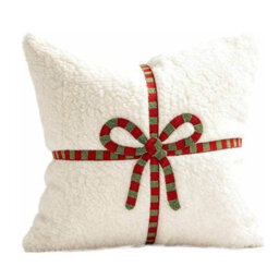 Amorly 45Cm White Bow Pillow Cover, Fluffy Plush Bowknot Pillowcase, No Pillow Insert, Preppy Aesthetic Christmas Decor For Bed, Sofa - thumbnail 7