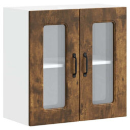 Berkfield Durable Kitchen Wall Cabinet With Glass Door Kalmar Smoked Oak Engineered Wood