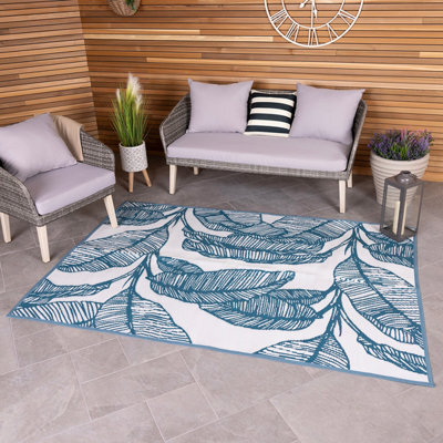 Charles Bentley Teal Blue Weatherproof Outdoor Rug 160X230Cm