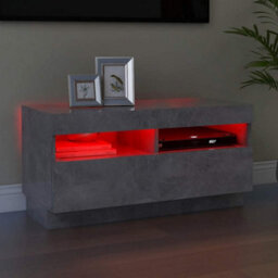 Berkfield Modern Tv Cabinet With Led Lights Concrete Grey 80X35X40 Cm - thumbnail 3