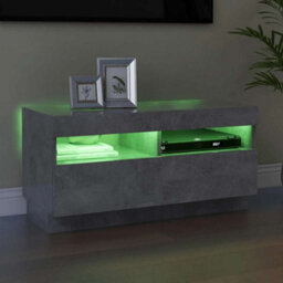 Berkfield Modern Tv Cabinet With Led Lights Concrete Grey 80X35X40 Cm - thumbnail 4