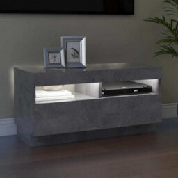 Berkfield Modern Tv Cabinet With Led Lights Concrete Grey 80X35X40 Cm - thumbnail 5