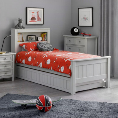 Julian Bowen Maine 90Cm Single White Bookcase Shelf Headboard Bed With Underbed Trundle - image 1