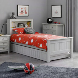 Julian Bowen Maine 90Cm Single White Bookcase Shelf Headboard Bed With Underbed Trundle - thumbnail 1
