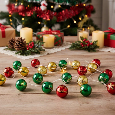 Living And Home Battery Powered Multicoloured Christmas Ball Ornament String Lights 3 Meter Xmas Home Decorations - image 1