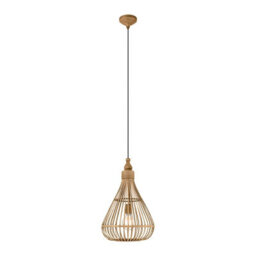 Stylish Hanging Ceiling Pendant Light With Pear Wicker Shade For Hallways - thumbnail 1