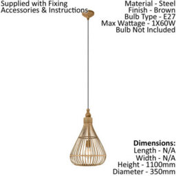 Stylish Hanging Ceiling Pendant Light With Pear Wicker Shade For Hallways - thumbnail 2