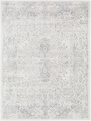 Livabliss Roma-Vintage Grey White Traditional Boho Living Dining Bedroom Rug 140 X 200 Cm Easy Care, Non Shedding - image 1