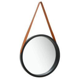 Berkfield Wall Mirror With Strap 40 Cm Black