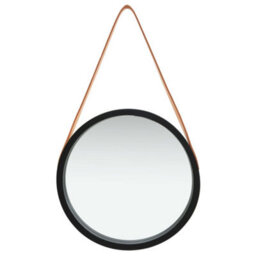 Berkfield Wall Mirror With Strap 40 Cm Black - thumbnail 2