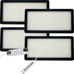 4X Matt Black Ultra-Slim Under Cabinet Kitchen Light Kit With Natural White Led & 20W Driver - thumbnail 1