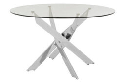 Orsina Allure Round Chrome Intersected Dining Table - thumbnail 2