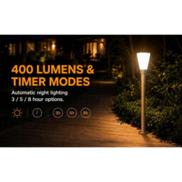 Gwsolar 100Cm Solar Post Light Aluminium Garden Pole Lamp, 400Lm Remote Control With Timer, Ip65 Waterproof Pathway Patio - thumbnail 9