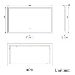 AVER-GROWTH Led Bathroom Mirror With Bluetooth 3 Colour Lights Anti-Fog Touch/wall Switch Vertical/horizontal Brightness Memory 1200X700mm - thumbnail 9