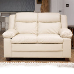 Standish 156Cm Wide Cream 2 Seat Bonded Leather Sofa With Removable Arm Cushions And Back Rests