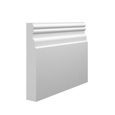 Skirting World Reeded 2 Mdf Skirting Board - 120mm X 25mm X 4200mm, Primed, No Rebate (Pack Of 4)