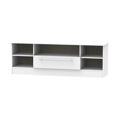 Ready Assembled Matt Grey Tv Stand With 2 Shelves, (H)49.5Cm X (W)146.5Cm X (D)40Cm - image 1
