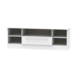 Ready Assembled Matt Grey Tv Stand With 2 Shelves, (H)49.5Cm X (W)146.5Cm X (D)40Cm
