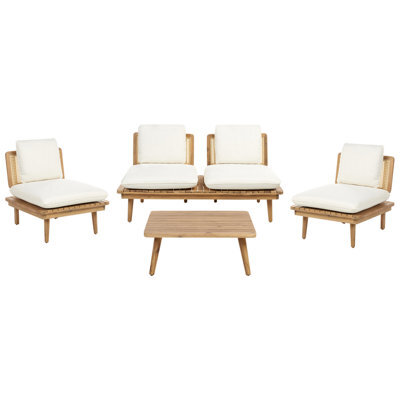 Beliani Garden Lounge Set With Table 4 Seater Accadia Certified Acacia Wood Light Beige - image 1