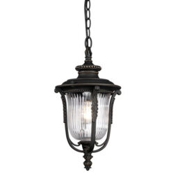 Luminosa Lighting Elstead Luverne 1 Light Outdoor Ceiling Chain Lantern Rubbed Bronze, E27 - thumbnail 1
