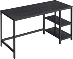 Songmics Computer Desk, Writing Desk With 2 Shelves, Work Table For Office Living Room, Steel Frame, Ebony Black - thumbnail 6