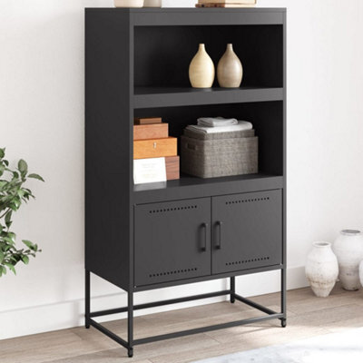 Berkfield Highboard Black 68.5X38.5X123.5 Cm Steel - image 1